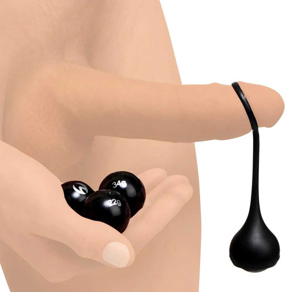 Cock Dangler Silicone Penis Strap With Weights - Black – Not Very Vanilla