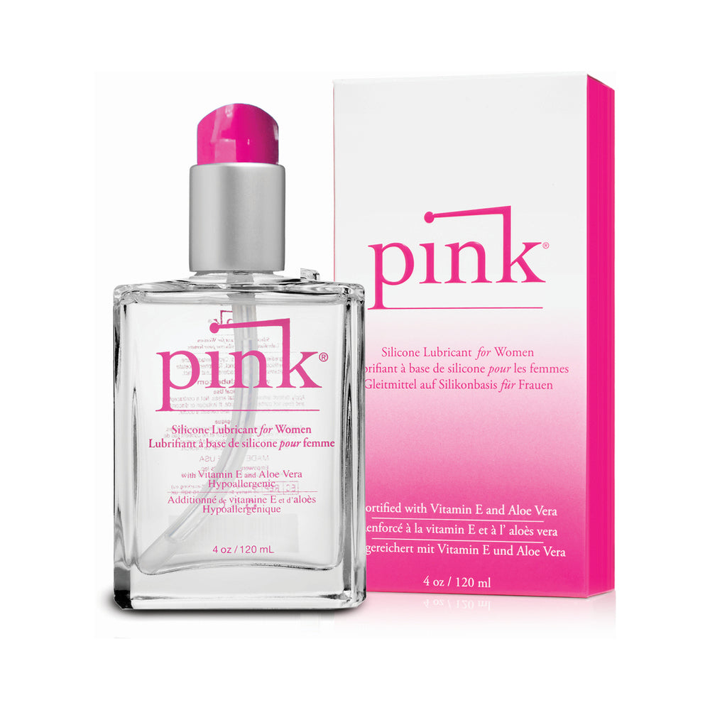 Pink Silicone Lubricant 4 oz. Glass Bottle - Not Very Vanilla