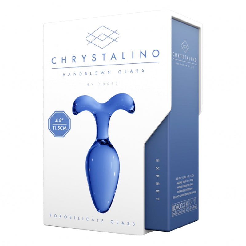 Shots Chrystalino Expert 4.5 in. Glass Wand Dildo Plug Blue - Not Very Vanilla