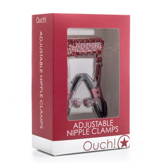 Ouch! Adjustable Metal Nipple Clamps With Chain Red - Not Very Vanilla