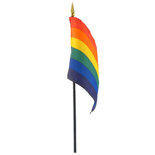 Gaysentials Rainbow Stick Flag 4in x 6in - Not Very Vanilla