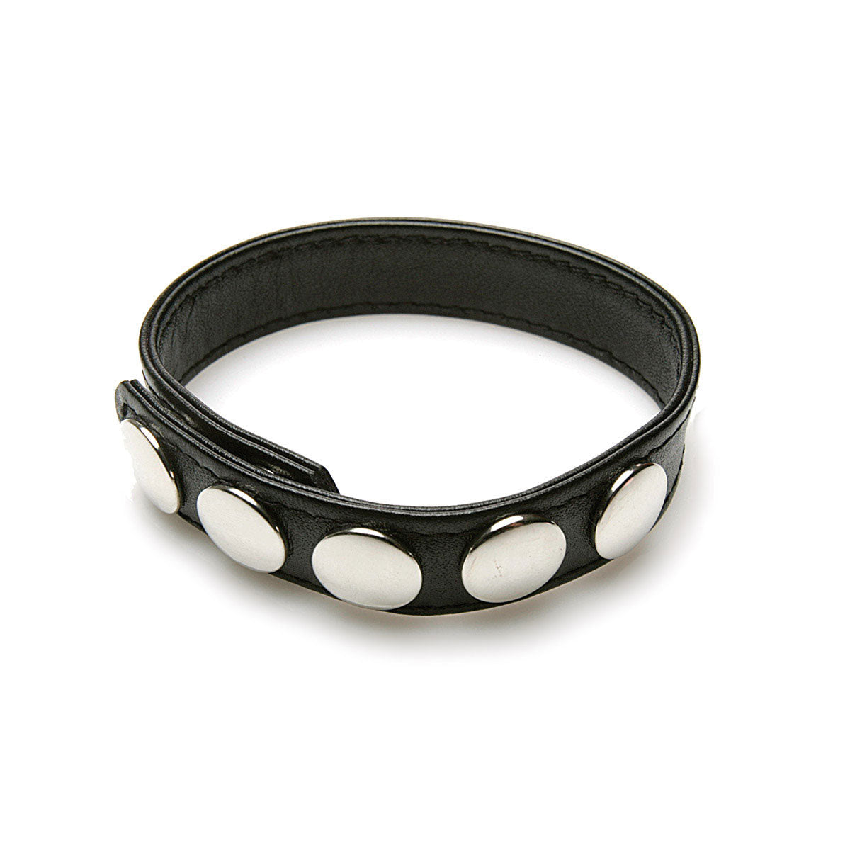 Sex Kitten Black Leather 5-Snap Ring - Not Very Vanilla