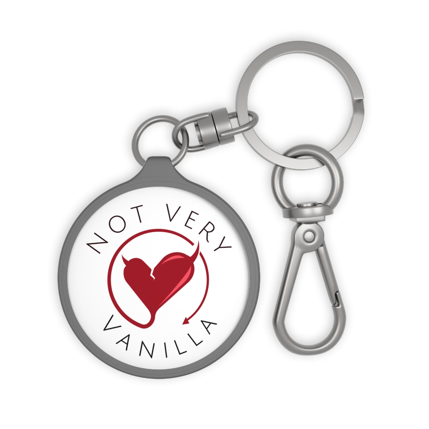 Full Logo White Round Keyring Tag - Not Very Vanilla