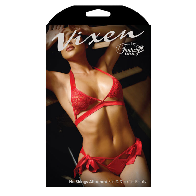 Fantasy Lingerie Vixen No Strings Attached Bra & Side Tie Panty L/XL - Not Very Vanilla