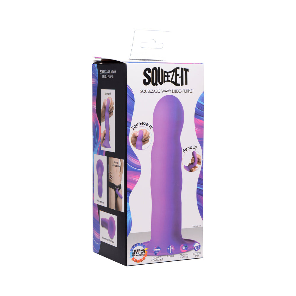 Squeezable Wavy Dildo - Purple - Not Very Vanilla