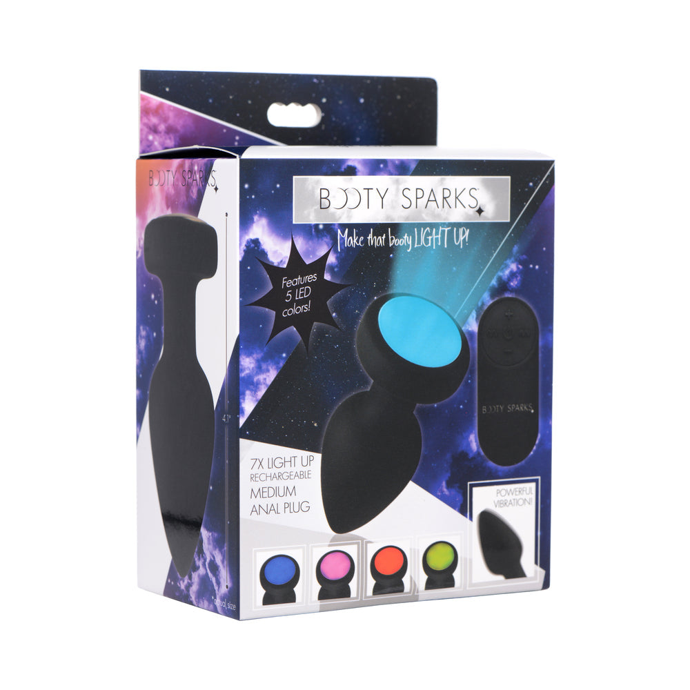 Booty Sparks Rechargeable Light Up Vibrating Medium Anal Plug with Remote Control - Not Very Vanilla