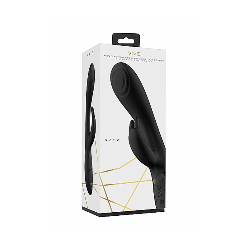 VIVE CATO Rechargeable Pulse-Wave Silicone Rabbit Vibrator Black - Not Very Vanilla