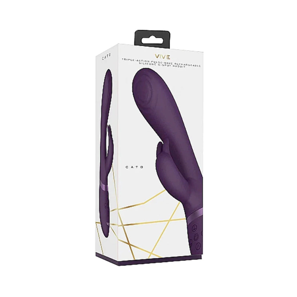 VIVE CATO Rechargeable Pulse-Wave Silicone Rabbit Vibrator Purple - Not Very Vanilla