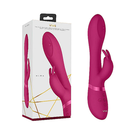 VIVE MIRA Rechargeable 360° Spinning Silicone Rabbit Vibrator Pink - Not Very Vanilla