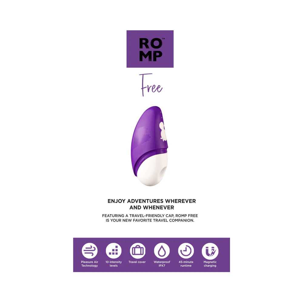 Buy the ROMP Free Rechargeable Silicone Pleasure Air Clitoral Vibrator Purple