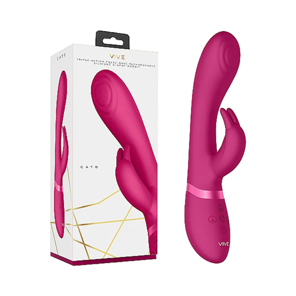 VIVE CATO Rechargeable Pulse-Wave Silicone Rabbit Vibrator Pink - Not Very Vanilla