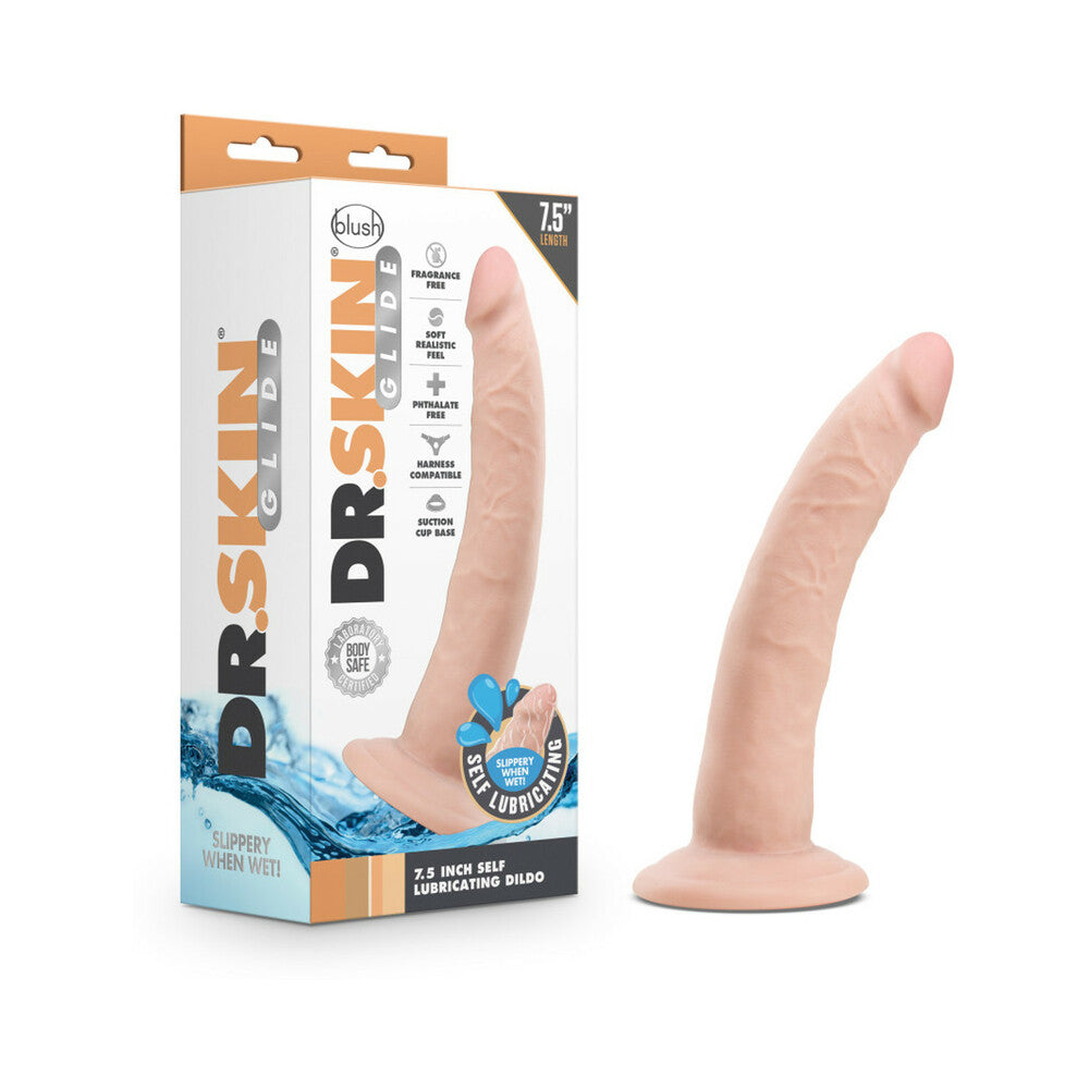 Blush Dr. Skin Glide Realistic 7.5 in. Self-Lubricating Dildo with Suction Cup Beige - Not Very Vanilla