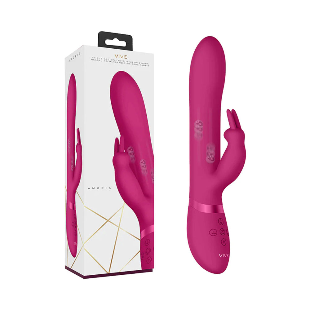 VIVE AMORIS Rechargeable Stimulating Bead Silicone Rabbit Vibrator Pink - Not Very Vanilla