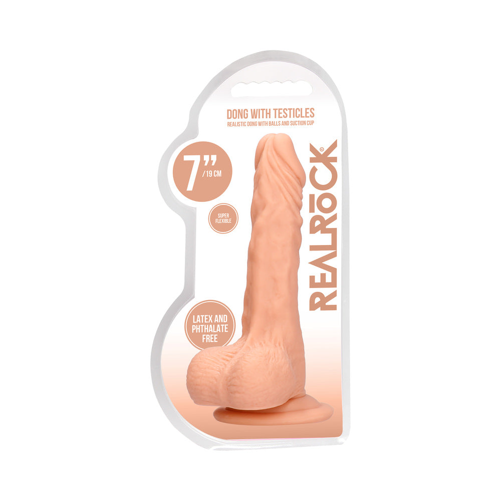 RealRock Realistic 7 in. Dildo With Balls and Suction Cup Beige - Not Very Vanilla