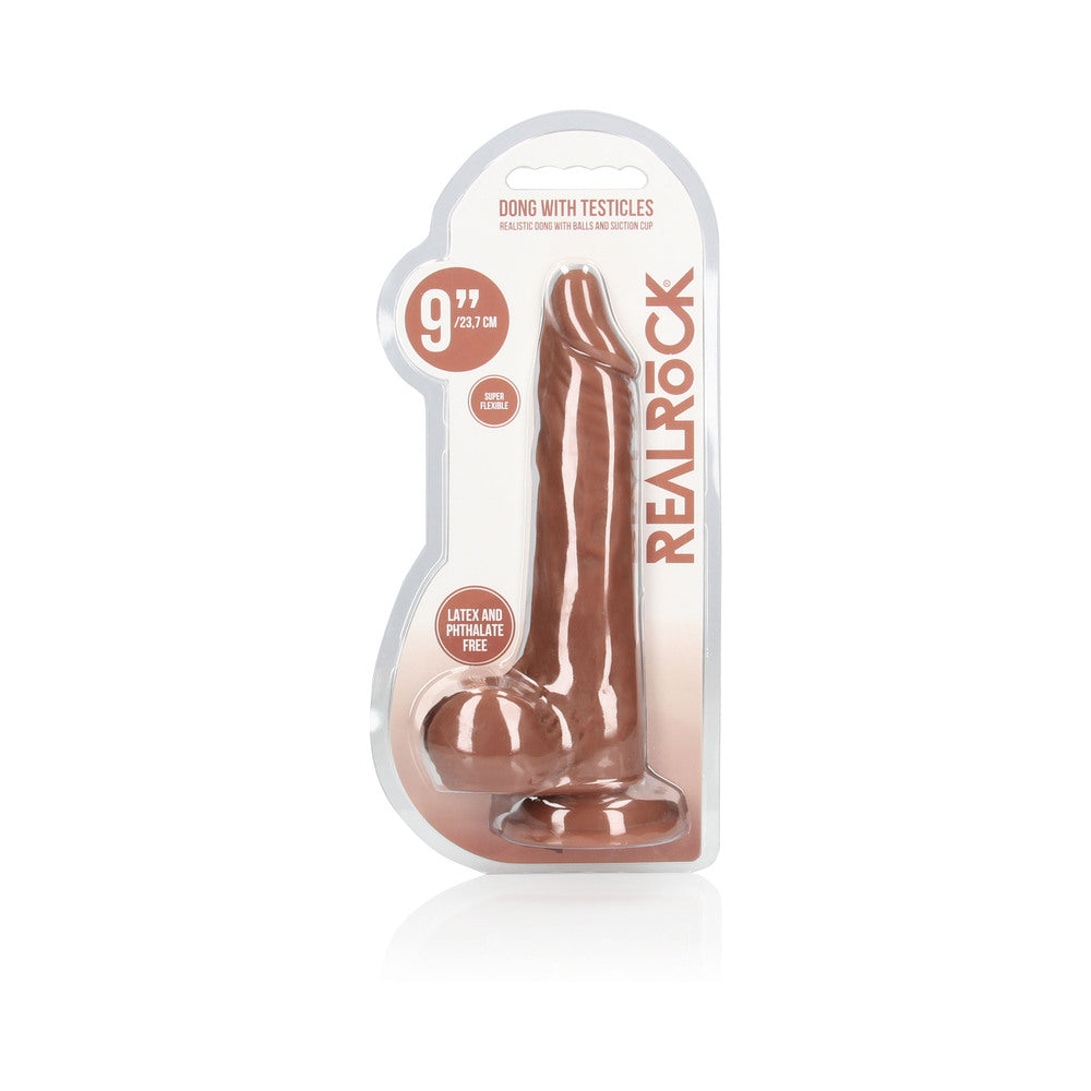 RealRock Realistic 9 in. Dildo With Balls and Suction Cup Tan - Not Very Vanilla