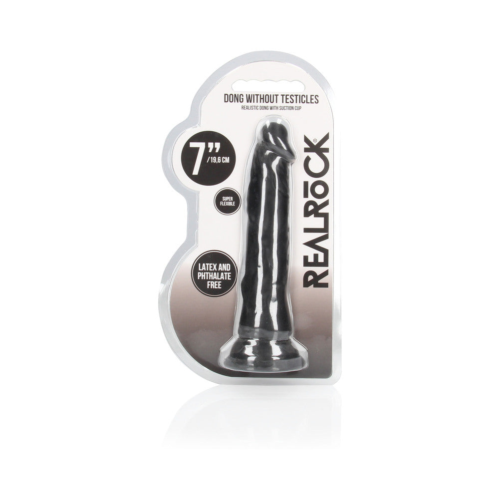 RealRock Realistic 7 in. Dildo With Suction Cup Black - Not Very Vanilla