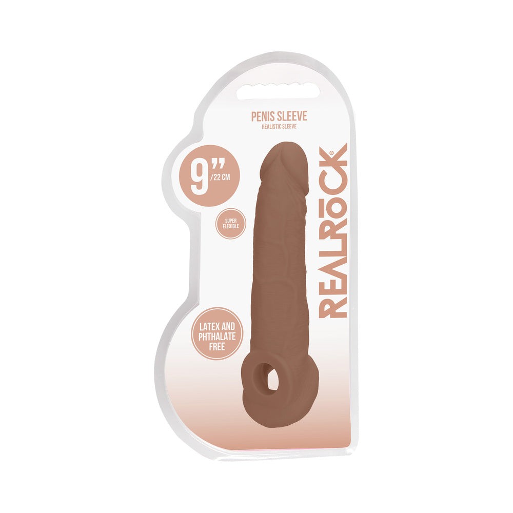 RealRock Realistic 9 in. Penis Sleeve Extender Sling Tan - Not Very Vanilla