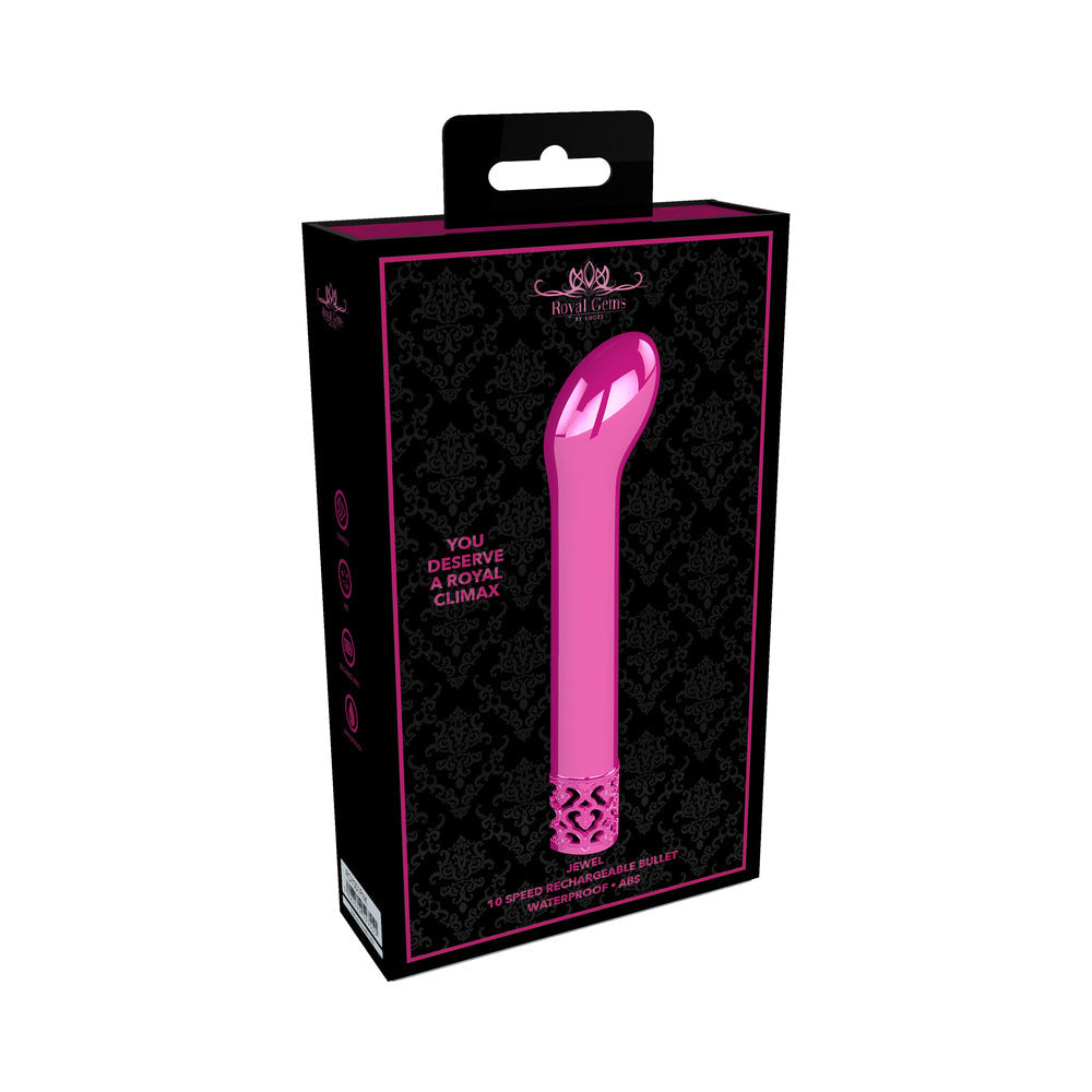 Shots Royal Gems Jewel Rechargeable Curved ABS Bullet Vibrator Pink - Not Very Vanilla