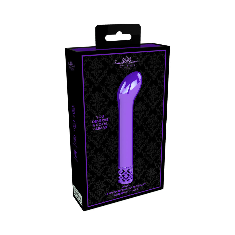 Shots Royal Gems Jewel Rechargeable Curved ABS Bullet Vibrator Purple - Not Very Vanilla