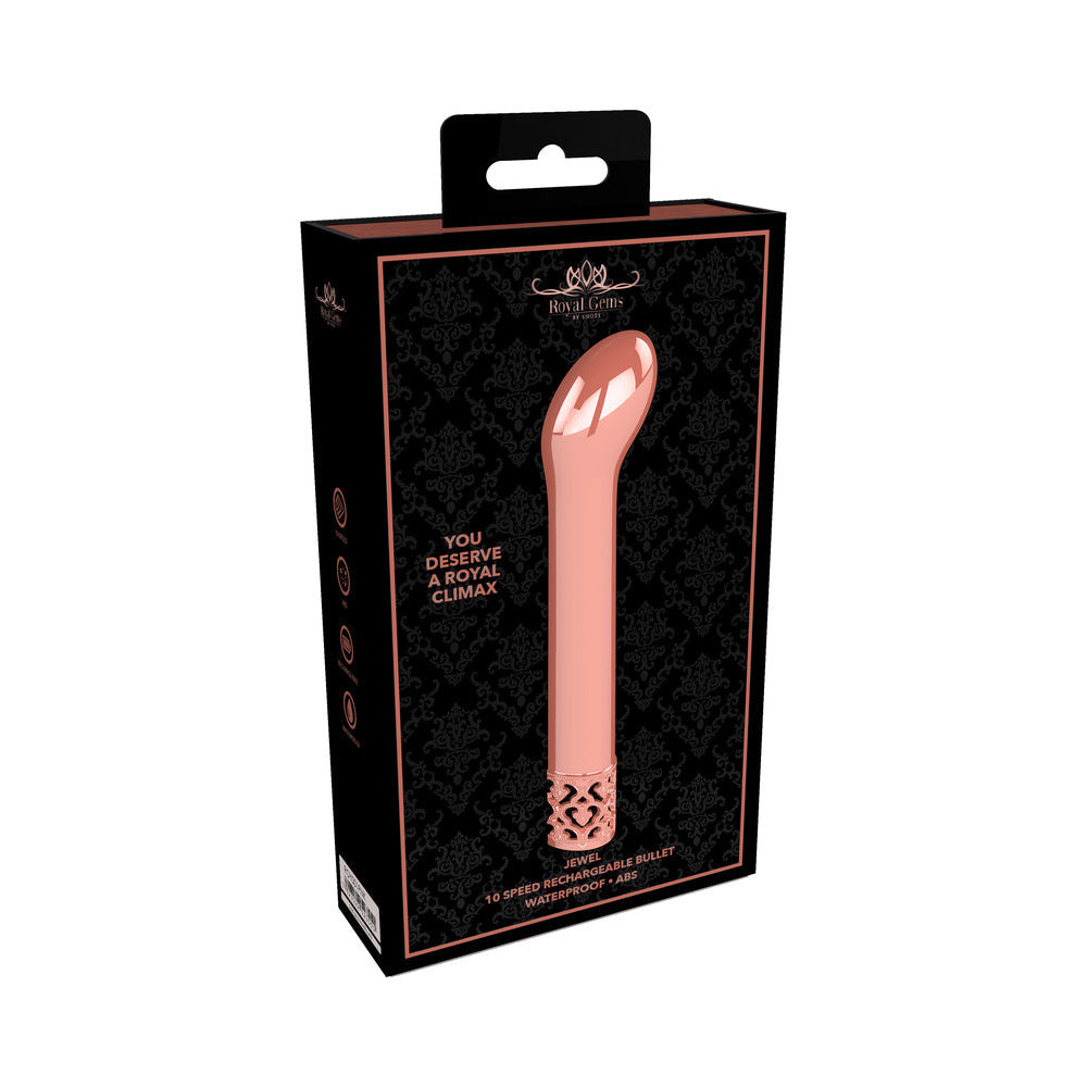 Shots Royal Gems Jewel Rechargeable Curved ABS Bullet Vibrator Rose Gold - Not Very Vanilla