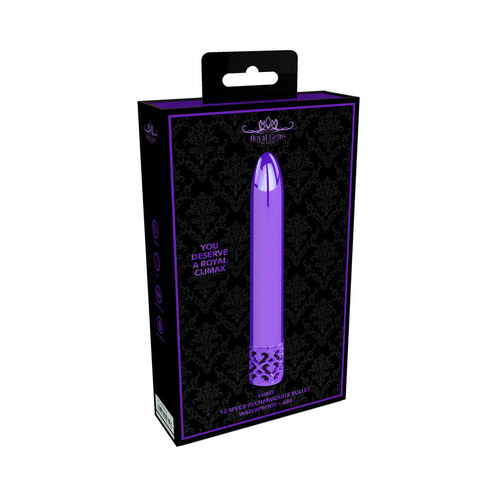 Shots Royal Gems Shiny Rechargeable ABS Bullet Vibrator Purple - Not Very Vanilla