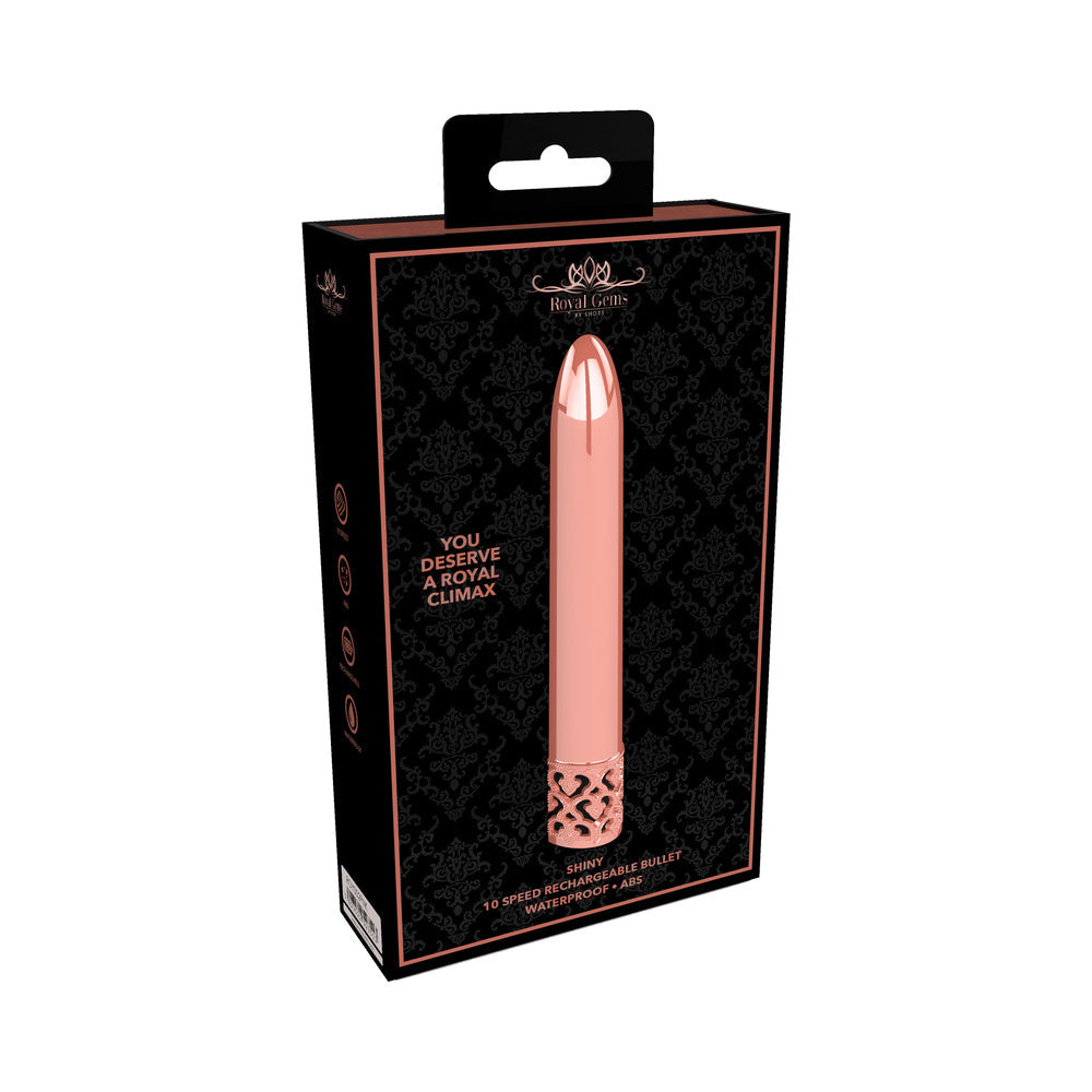 Shots Royal Gems Shiny Rechargeable ABS Bullet Vibrator Rose Gold - Not Very Vanilla