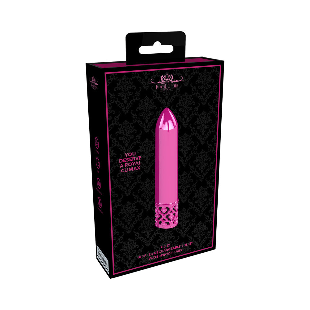 Shots Royal Gems Glitz Rechargeable ABS Bullet Vibrator Pink - Not Very Vanilla