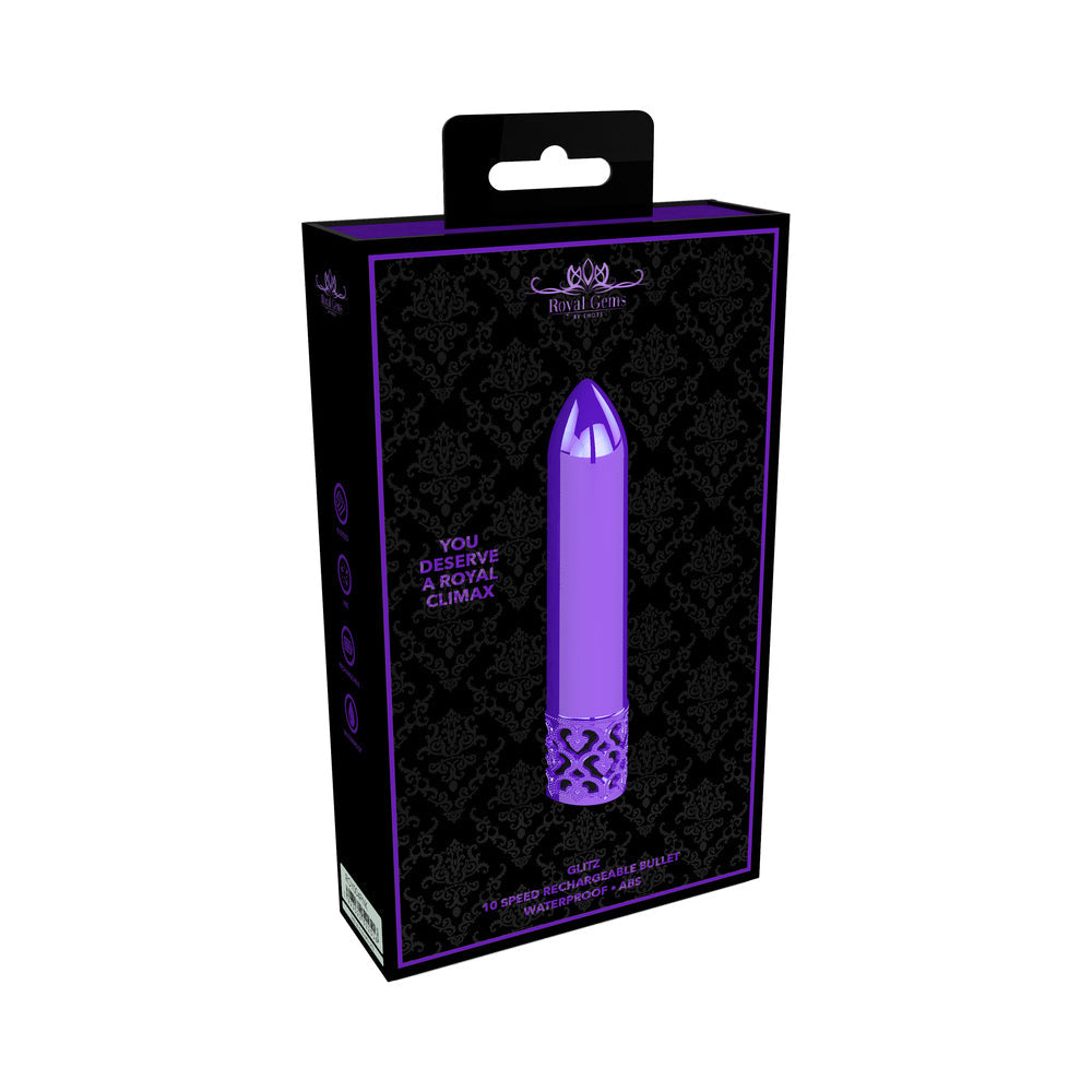 Shots Royal Gems Glitz Rechargeable ABS Bullet Vibrator Purple - Not Very Vanilla