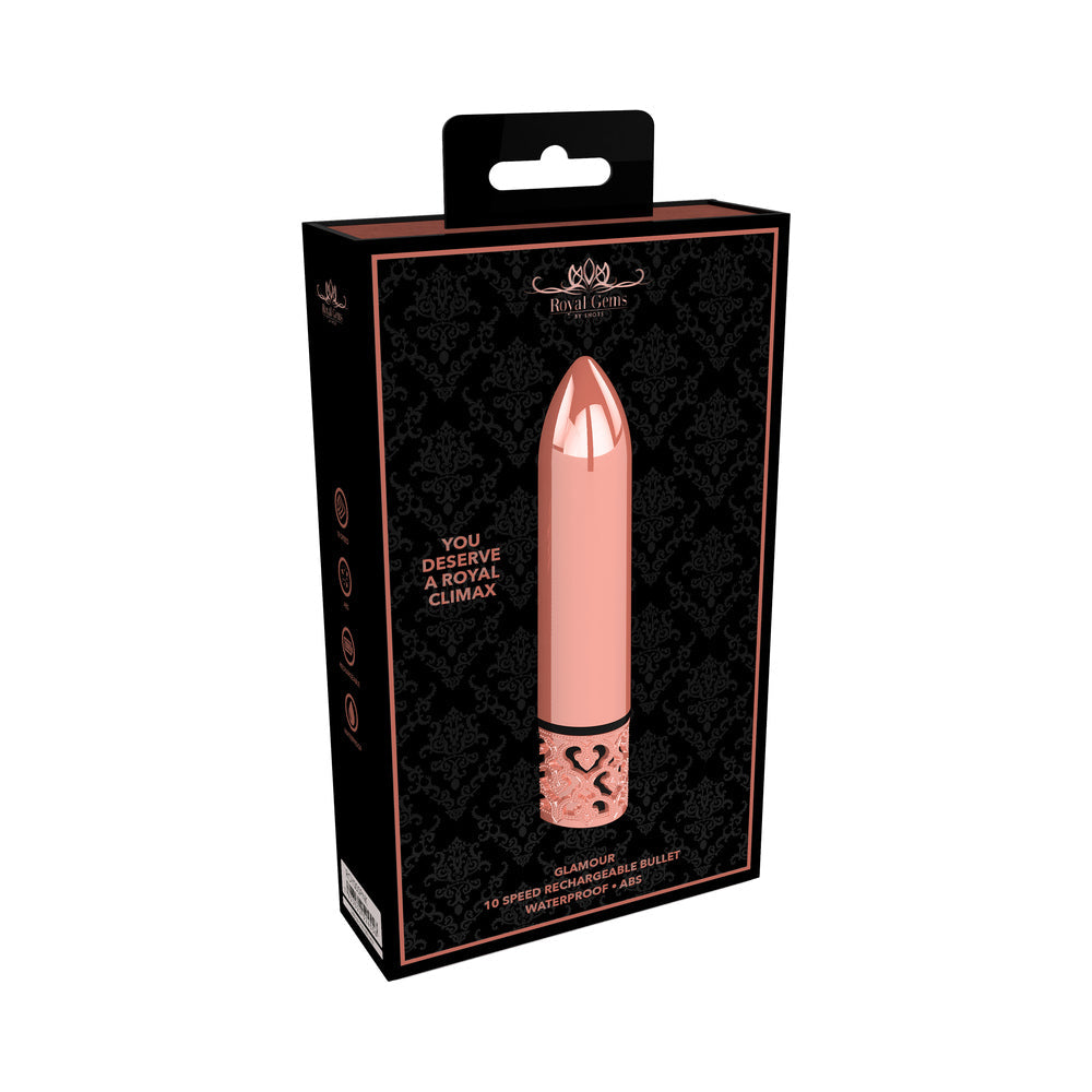 Shots Royal Gems Glamour Rechargeable ABS Bullet Vibrator Rose Gold - Not Very Vanilla