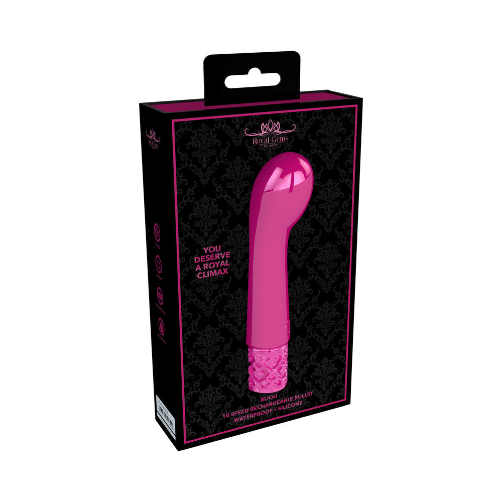 Shots Royal Gems Bijou Rechargeable Curved Silicone Bullet Vibrator Pink - Not Very Vanilla