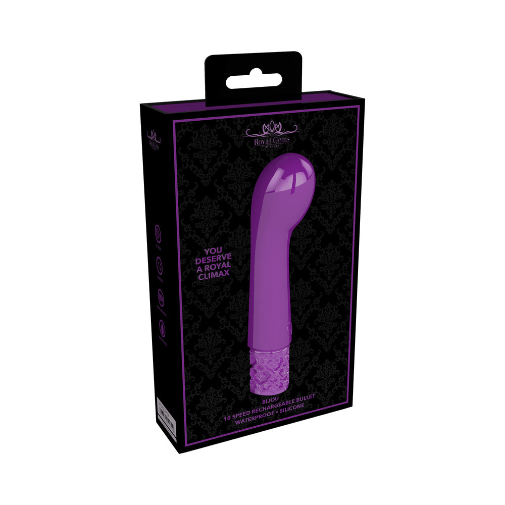 Shots Royal Gems Bijou Rechargeable Curved Silicone Bullet Vibrator Purple - Not Very Vanilla