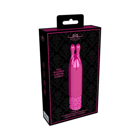 Shots Royal Gems Twinkle Rechargeable Silicone Bullet Vibrator With Ears Pink - Not Very Vanilla