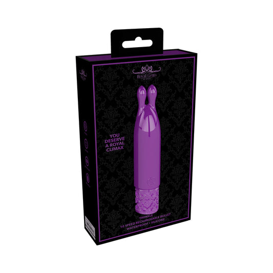 Shots Royal Gems Twinkle Rechargeable Silicone Bullet Vibrator With Ears Purple - Not Very Vanilla