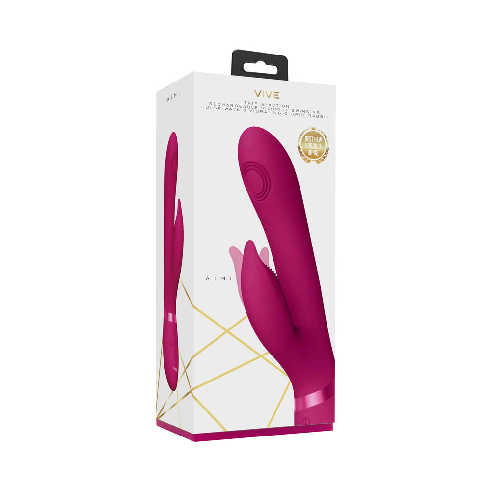 VIVE AIMI Rechargeable Swinging Pulse-Wave Silicone Rabbit Vibrator Pink - Not Very Vanilla