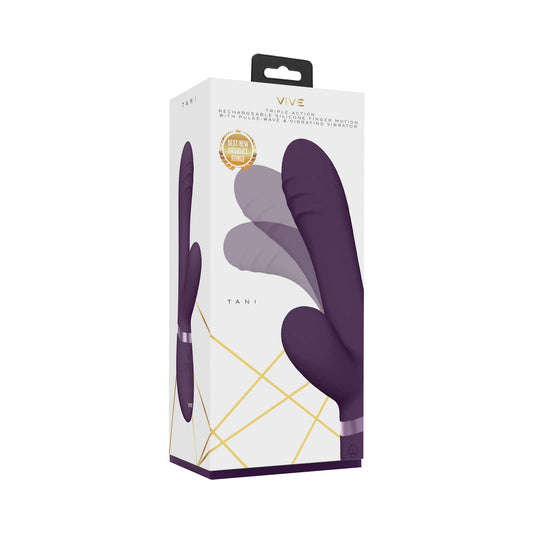 VIVE TANI Rechargeable Finger Motion With Pulse-Wave & Vibrating Silicone Dual Stimulator Purple - Not Very Vanilla