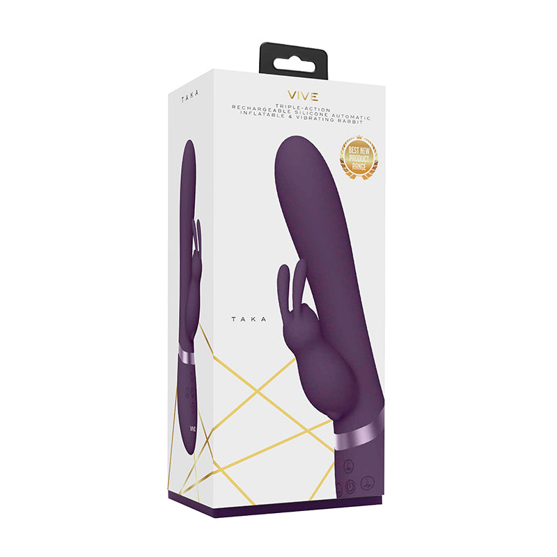 VIVE TAKA Rechargeable Automatic Inflatable Silicone Rabbit Vibrator Purple - Not Very Vanilla