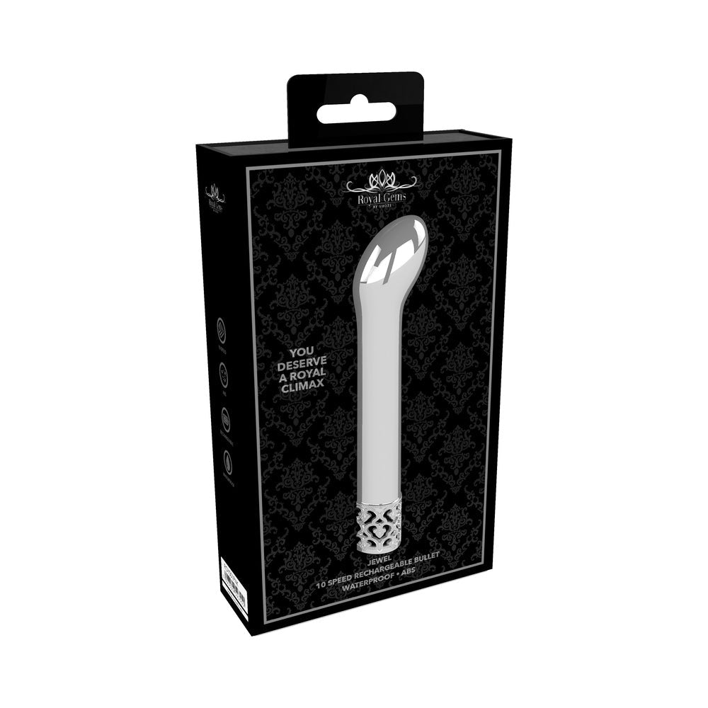 Shots Royal Gems Jewel Rechargeable 10-Speed Bullet Vibrator Silver - Not Very Vanilla