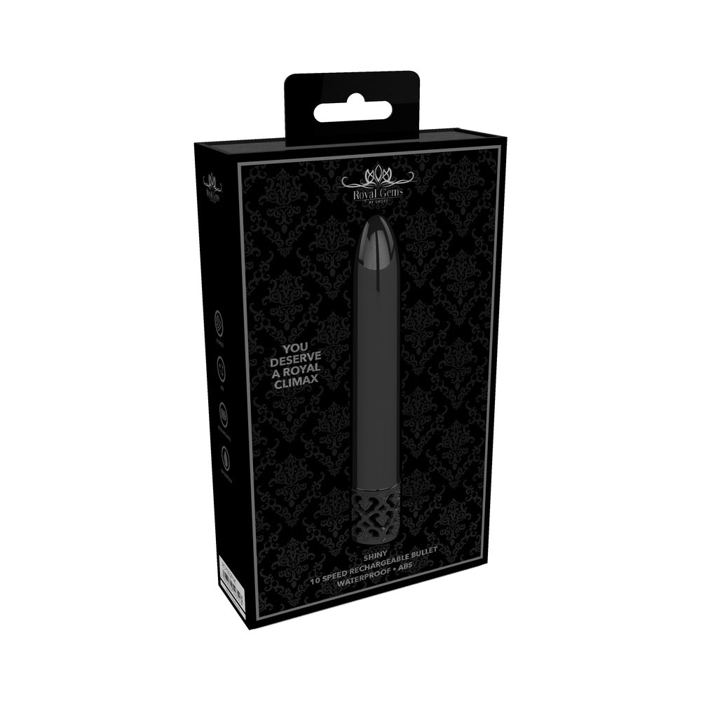 Shots Royal Gems Shiny Rechargeable 10-Speed Bullet Vibrator Gunmetal - Not Very Vanilla