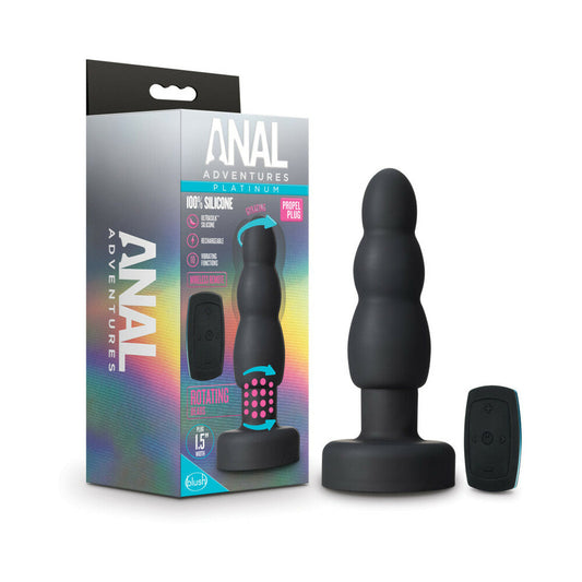 Blush Anal Adventures Platinum Remote-Controlled Vibrating & Rotating Silicone Propel Plug Black - Not Very Vanilla