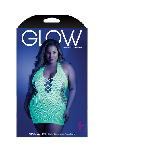 Fantasy Lingerie Glow Shock Value Halter Dress Neon Green Queen Size - Not Very Vanilla