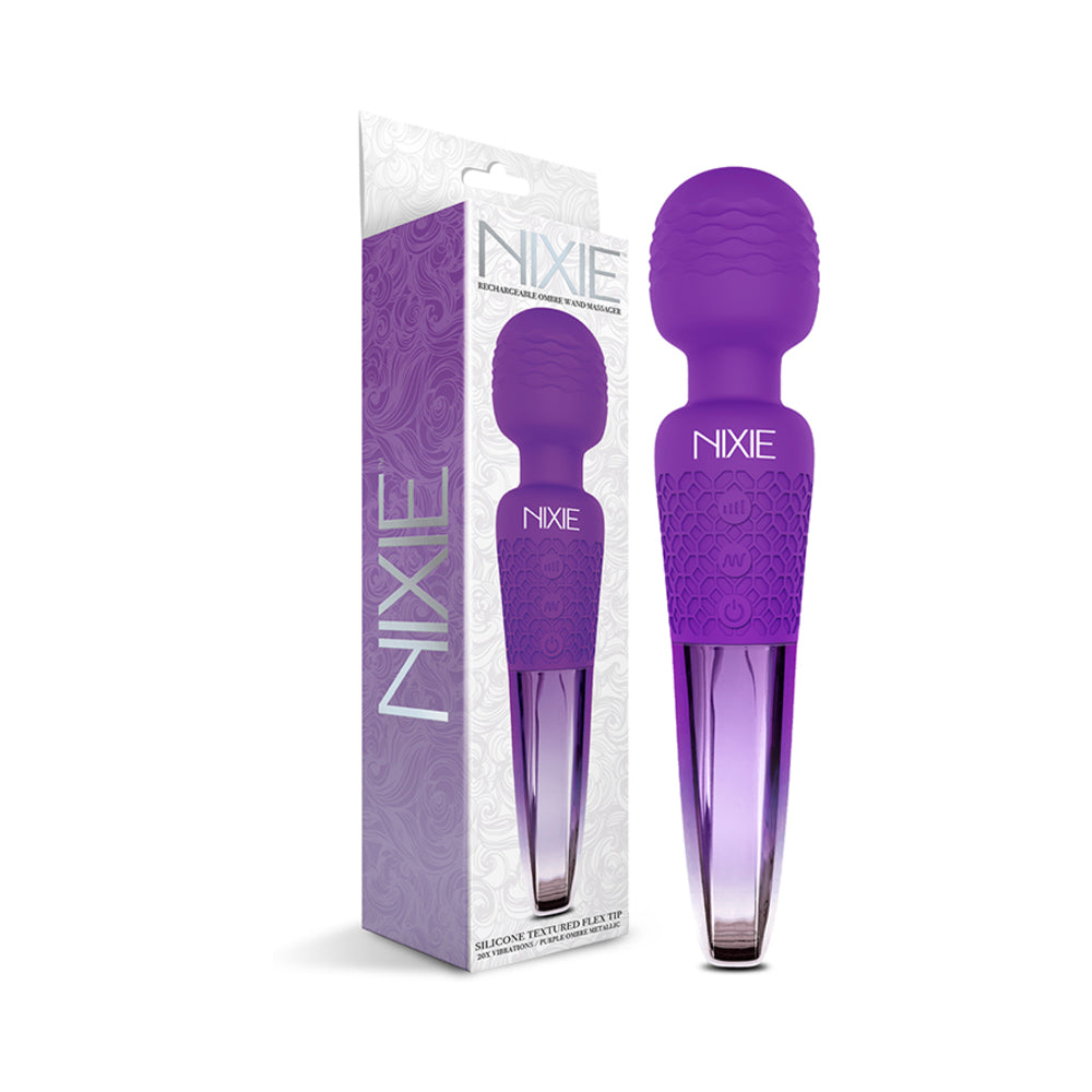 Nixie Rechargeable Wand Massager Purple Ombre Metallic - Not Very Vanilla