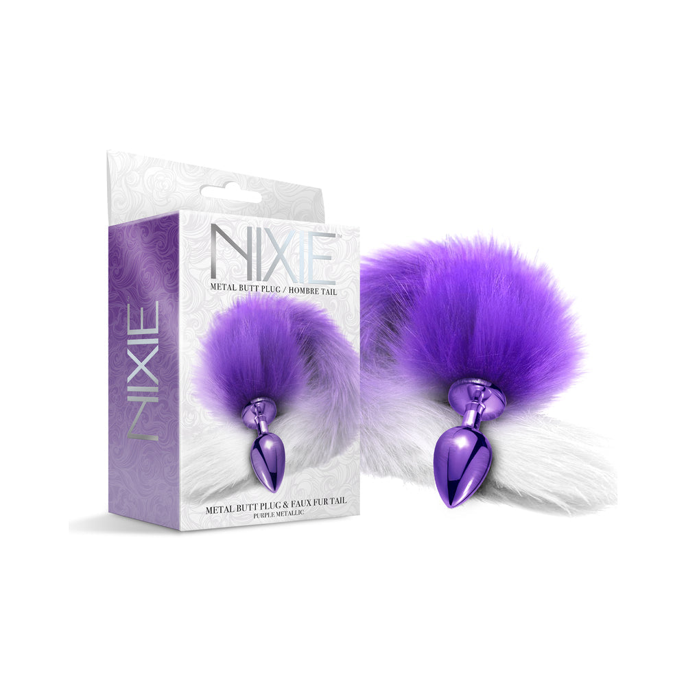 Nixie Metal Butt Plug With Ombre Tail Purple Metallic - Not Very Vanilla