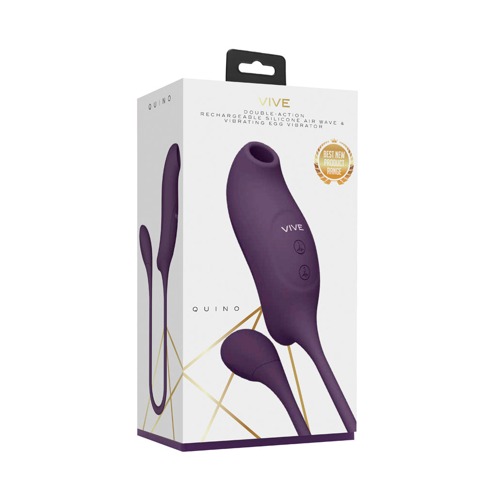 VIVE QUINO Rechargeable Air Wave & Vibrating Silicone Egg Vibrator Purple - Not Very Vanilla