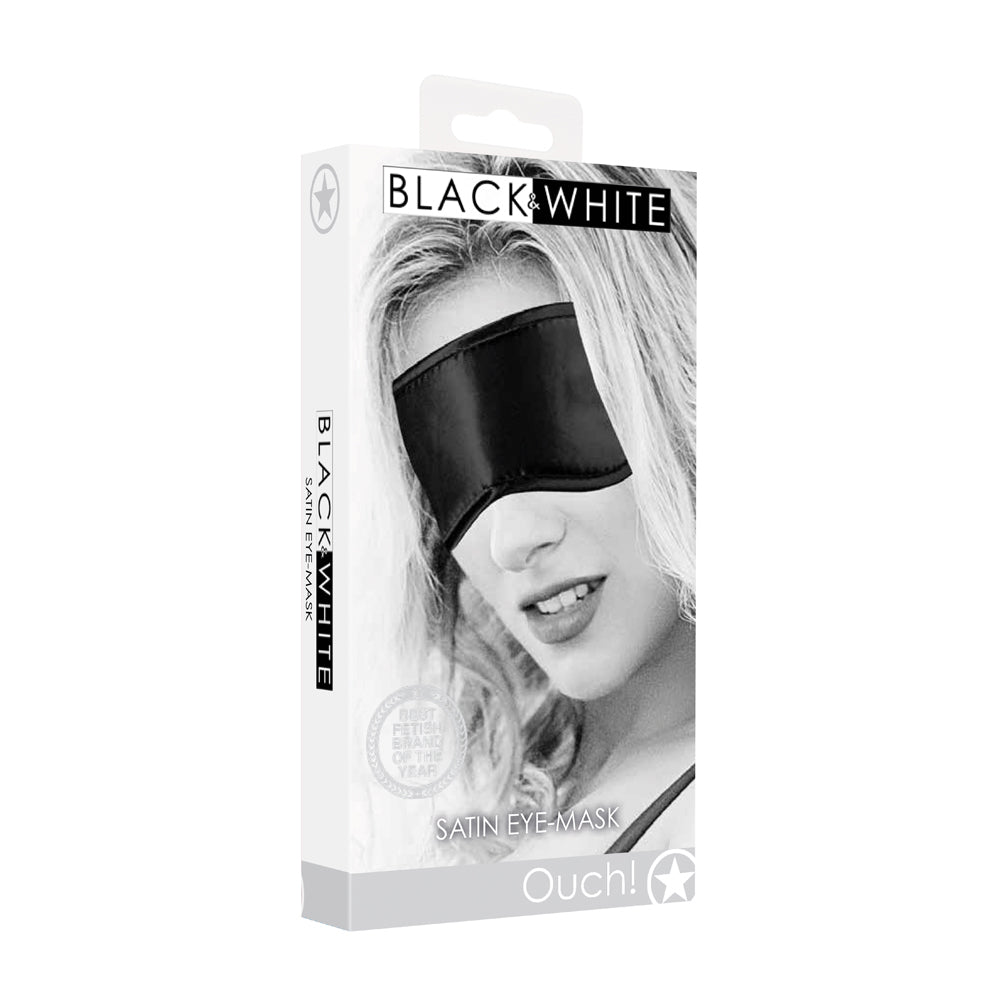 Ouch! Black & White Satin Eye Mask Blindfold Black - Not Very Vanilla