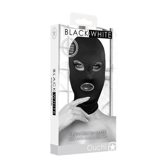 Ouch! Black & White Subversion Mask With Open Mouth And Eye Black - Not Very Vanilla