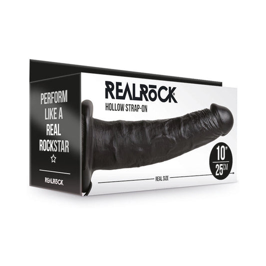 RealRock Realistic 10 in. Hollow Strap-On Black - Not Very Vanilla