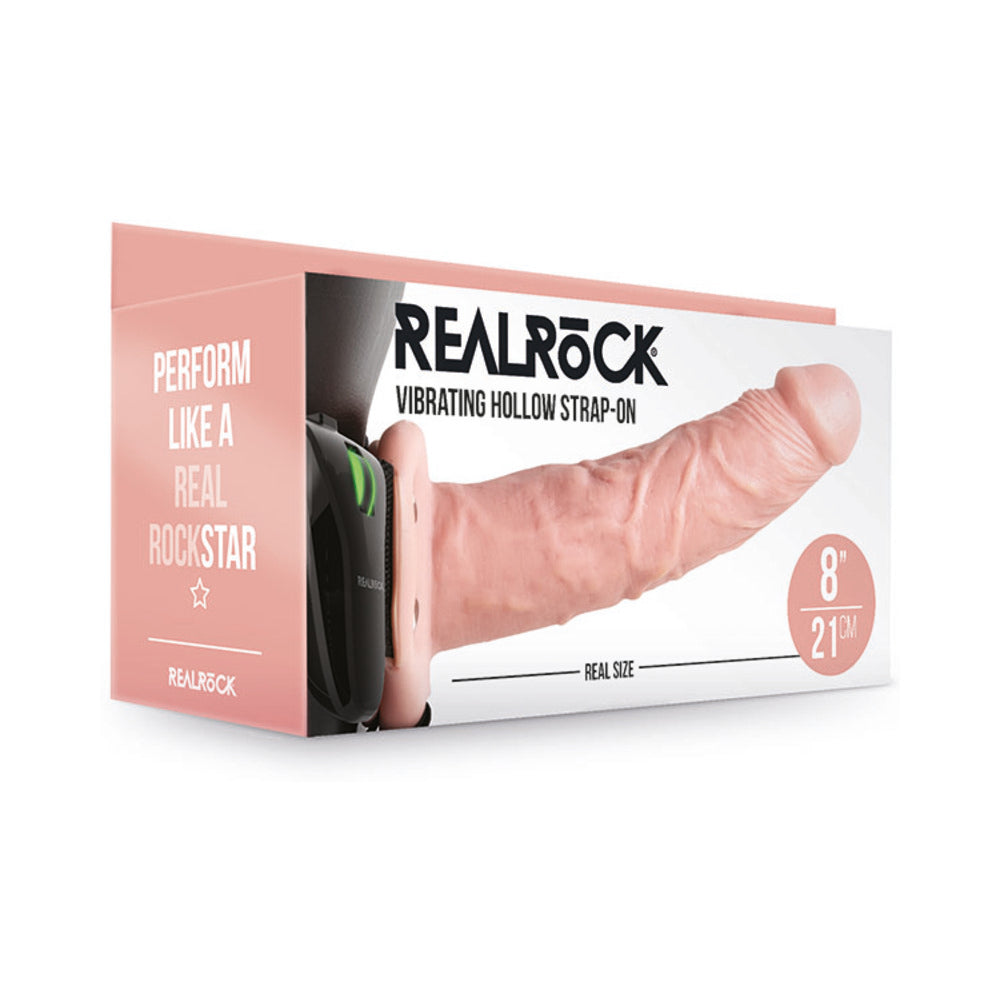 RealRock Realistic 8 in. Vibrating Hollow Strap-On Beige - Not Very Vanilla