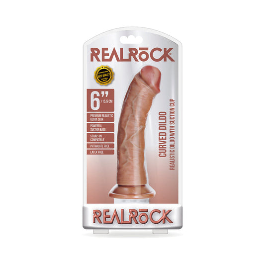 RealRock Realistic 6 in. Curved Dildo With Suction Cup Tan - Not Very Vanilla