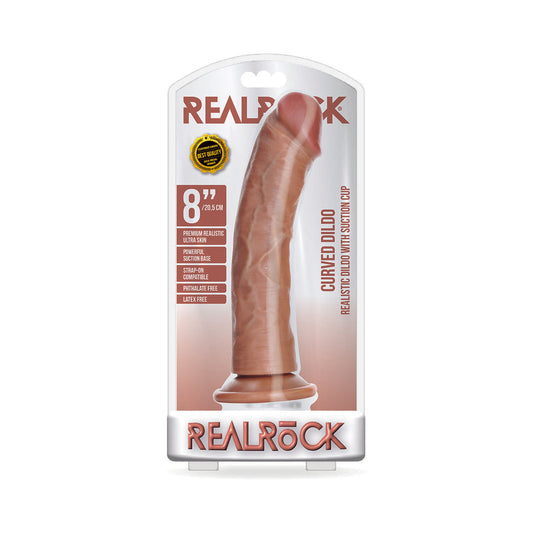 RealRock Realistic 8 in. Curved Dildo With Suction Cup Tan - Not Very Vanilla