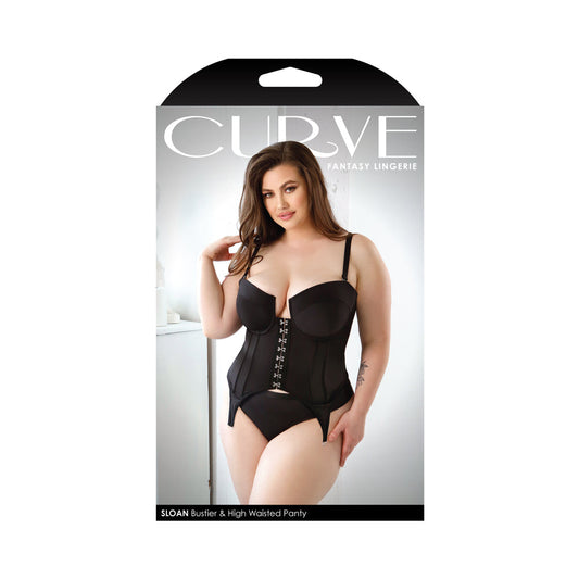 Fantasy Lingerie Curve Sloan Cropped Bustier With Molded Cups & High-Waisted Panty Black 3XL/4XL - Not Very Vanilla